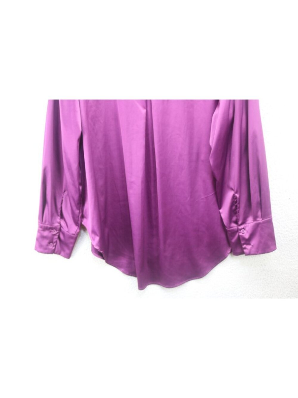 Lane Bryant Button Up Long Sleeve Purple Satin Blouse-Size 22-Whimsigoth - Picture 11 of 12